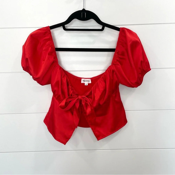 Superdown Lesley Tie Front Top in Red XS - Picture 5 of 12